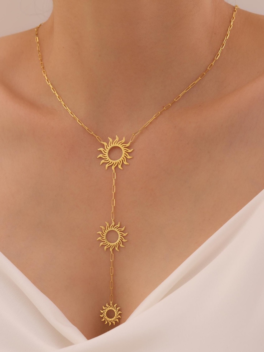 Gold Sunburst Y-Drop Necklace - Women Jewelry